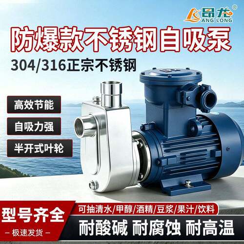 ZBFS防爆自吸泵304不锈钢化工自吸泵酒精甲醇耐腐蚀BT4自吸泵