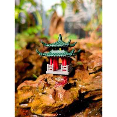盆景微景观假山水陆缸鱼缸造景小摆件中式古建筑模型庭院书房凉亭