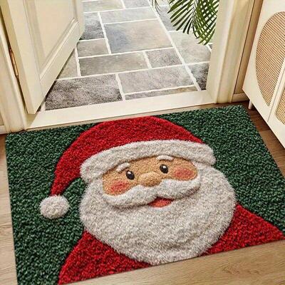 Christmas Door Mat Santa Claus Outdoor indoor Decor Foot Mat