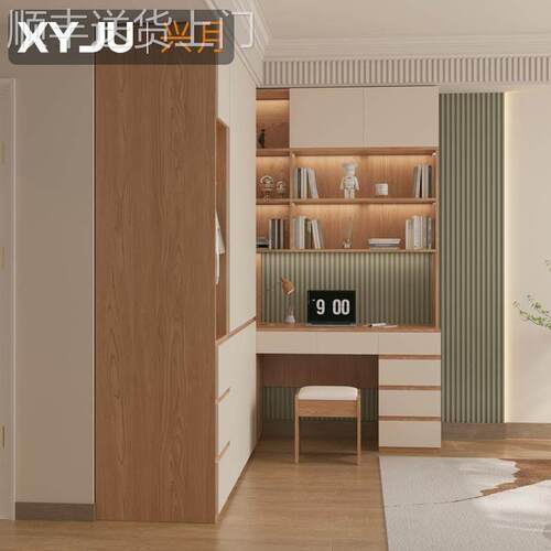 【香港包邮】全实木定制转角书桌衣柜一体 橡木现代简约L型儿童学