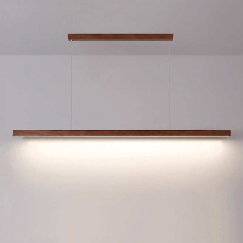 一字极简餐厅吊灯新中式吧台长条木艺灯北欧个性办公室咖啡厅灯具