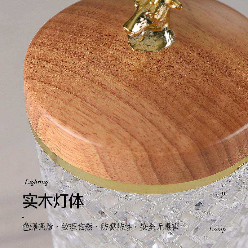鹿角台灯led充电卧室床头中式客厅装饰实木夜灯护眼床头柜可调光