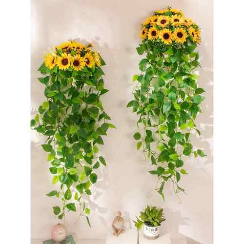 壁挂式绿色植物装饰花墙模拟盆栽墙挂植物墙人造花客厅藤花篮挂装