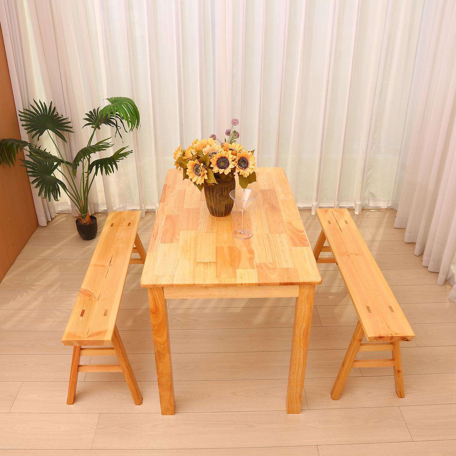 全实木原木长方形餐桌椅组合一桌四椅小户型家用现代简约餐桌椅