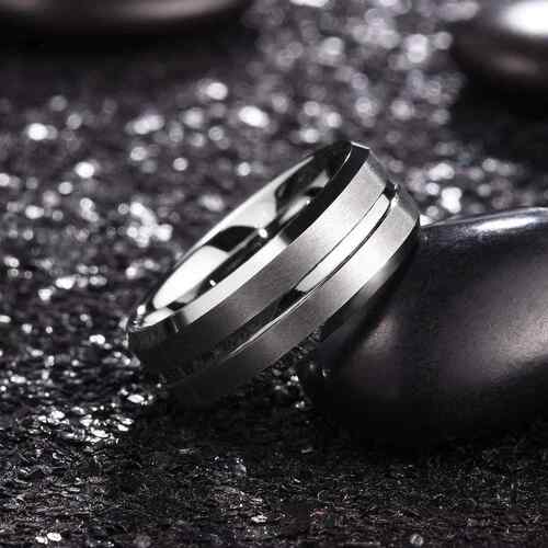 2023 rendy Men 8mm Silver Color Tungsten Wedding Band Ring D