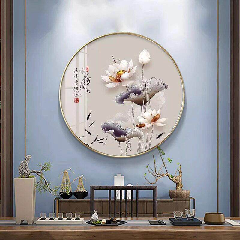 2025新5D钻石画满钻石九鱼图莲花客厅点砖贴纸2024珠绣画十字绣