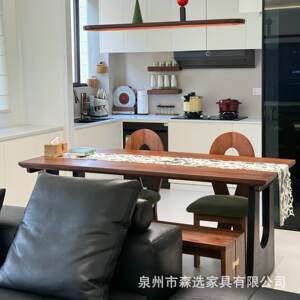 中古风桌实木长办条桌简GGJ约书桌用家客厅餐长方形电脑桌复古公