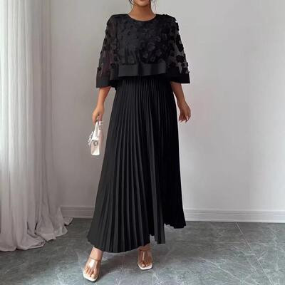 Plus Size Elegant Ruched Long Dress Two-Piece Design