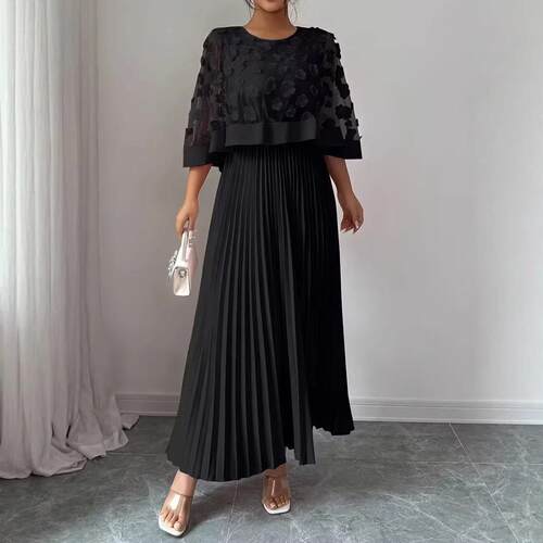 Plus Size Elegant Ruched Long Dress Two-Piece Design