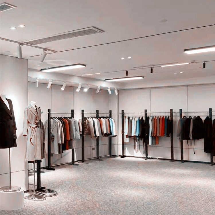 服装店落地展示架铁艺亚光黑简约挂衣架组合架女装店衣服陈列货架