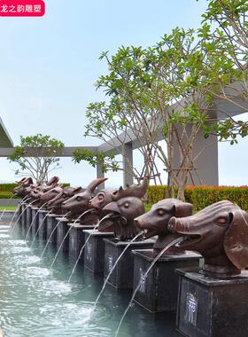 十二兽首铜雕塑户外铜工艺品庭院喷泉铸铜动物水景十二生肖摆件