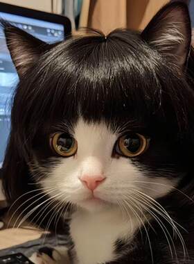 猫咪假发套猫猫假发狗狗宠物假发用品新年宠物饰品小猫头饰头发