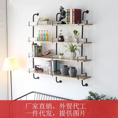 墙上壁挂置物架铁艺书架水管挂架实木隔板客厅墙面加固层板壁柜子
