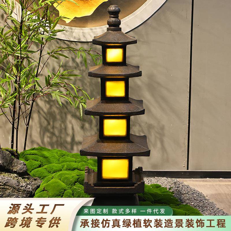 石雕石灯庭院仿古拴马桩园林户外新中式复古石灯做旧栓马柱青龙石