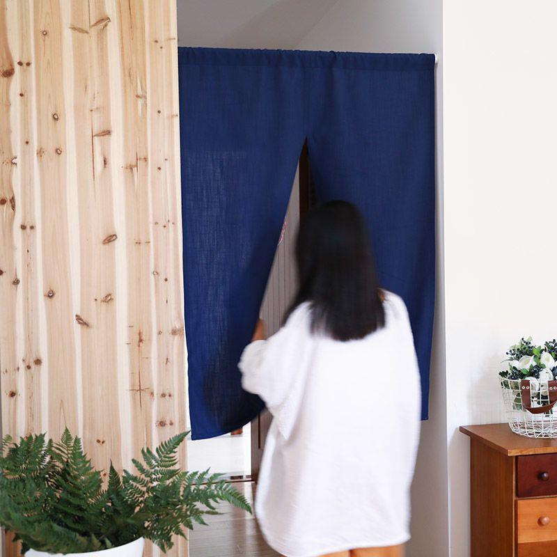 隔断门KMH帘中式复发古麻布纯色布茶书法免打孔风挂室帘5天帘内货