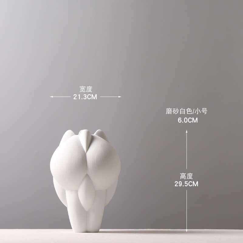 装饰品白色插花磨砂客厅摆件异形样板房轻陶瓷质感奢花北欧器花瓶