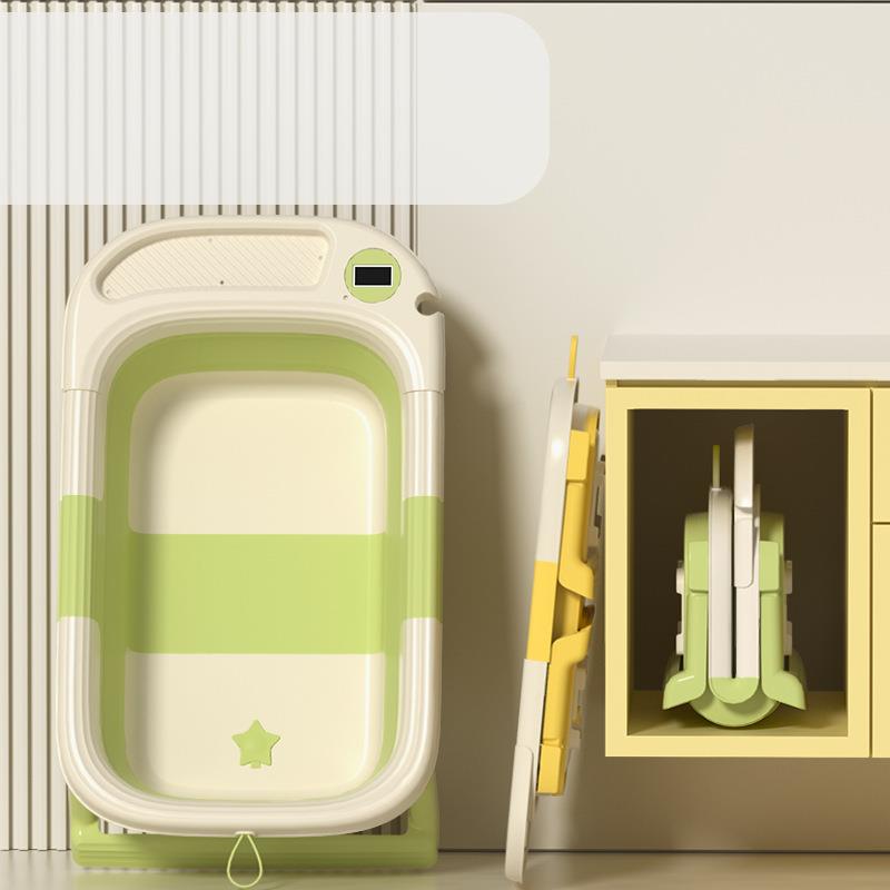 跨境婴儿洗澡盆宝宝多向折叠温感浴盆小孩家用坐躺沐浴盆儿童用品