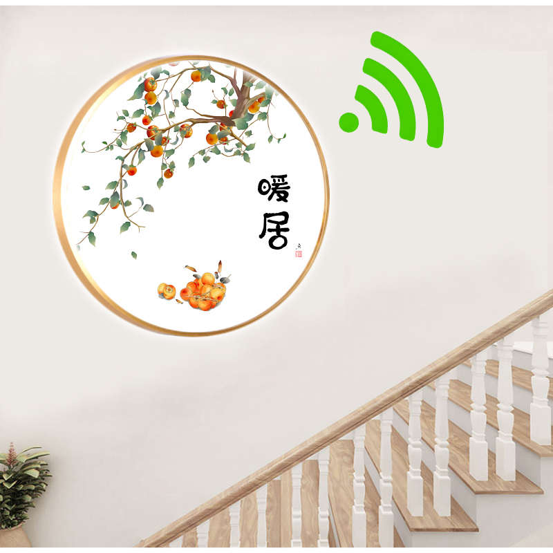 中式装饰画人体感应壁灯楼梯间专用墙壁过道创意接线声光控壁画灯