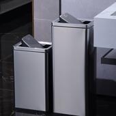 公共生洗手擦手翻纸摇盖垃OCA圾桶不间锈卫钢立式 方形盖大号商用