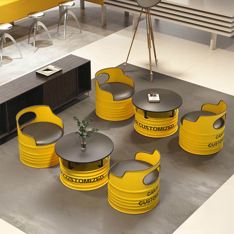 工业风油桶沙发网红创意商铺门口户外桌椅组合酒吧清吧铁艺卡座