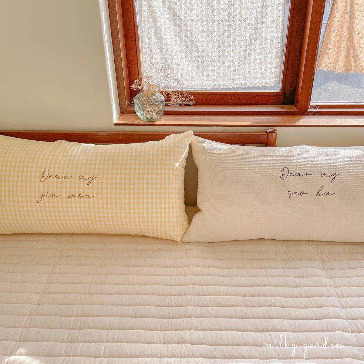 韩系绗缝床头长条靠枕卧室儿童房婴儿靠背可拆洗刺绣布艺定制抱枕