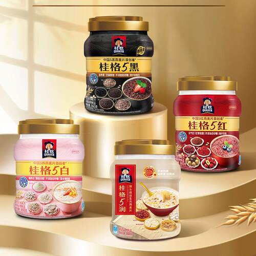 桂格5黑5红混合即食五黑麦片860克罐装黑芝麻代餐早餐速食冲饮