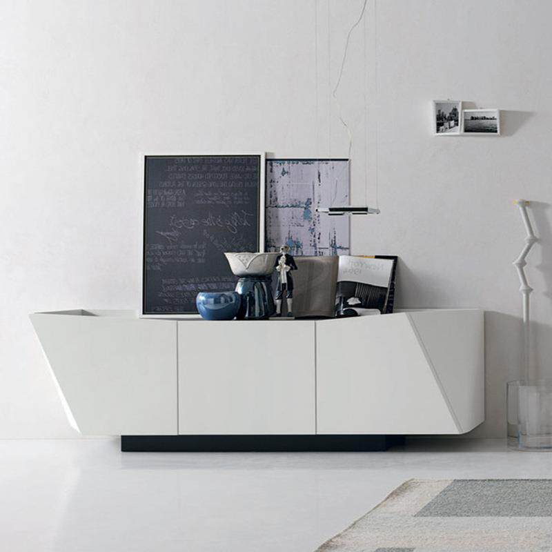 白色钢琴烤漆餐边柜创意个性玄关柜现代简约异形茶水柜储物柜整装
