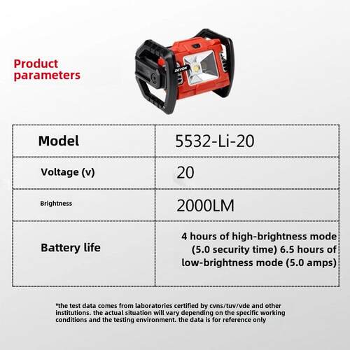 大有5521折叠检修工作灯20V锂电充电式LED照明灯手电筒2500lm5537