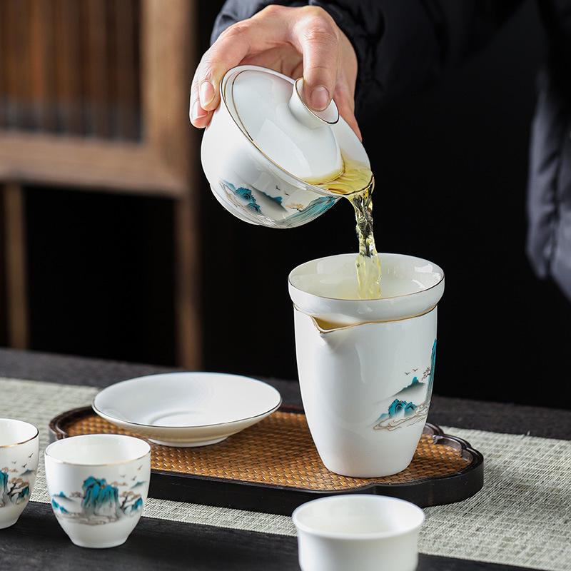 德化白瓷羊脂玉功夫茶具套装家用客厅会客公司商务活动礼品伴手礼