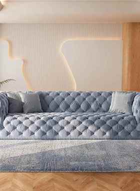 意设式轻奢奶油风沙发扣小户直型客厅现代KXU排计师法式全拉布艺