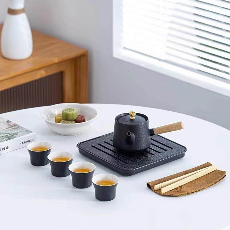 黑陶功夫茶具一壶四杯茶壶茶杯小套装旅行茶具陶瓷家用配茶盘简约,餐饮具,功夫茶具,淘宝优惠券,粉丝福利购,淘宝优惠卷