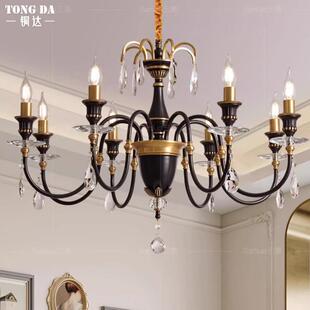 别墅古典卧室灯具 大厅餐厅水晶吊灯美式 法式 客厅复古全铜订单欧式