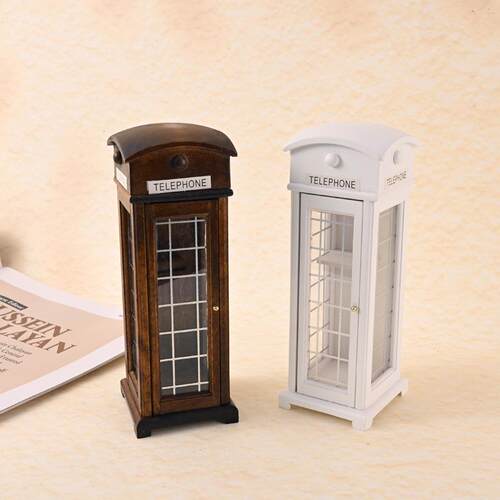 1:12娃娃屋dollhouse户外微场景模型摆件ob11电话亭