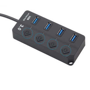 USB3.0 独立按键开关3.0hub分线器一拖四扩展器 HUB 4口集线器usb