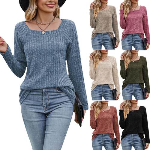 Women's square collar, pit stripe, frosted button