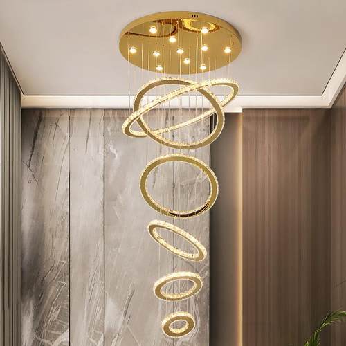 具公梯325长吊灯现代简楼约客厅水晶灯挑空高寓层灯轻奢复式楼大