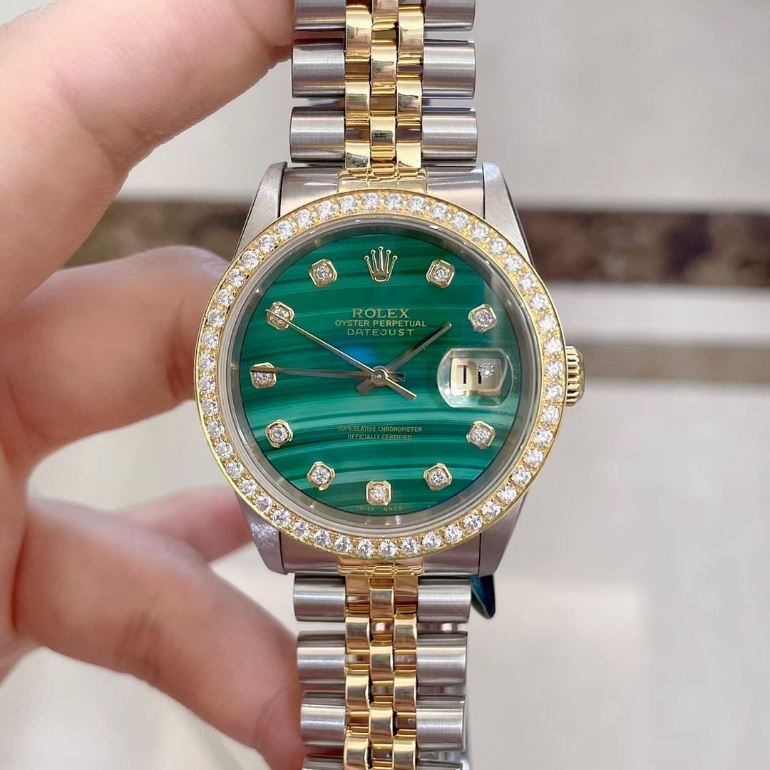 [9.8新]劳力士日志型系列自动机械男表36mm表盘后改后镶钻/16233