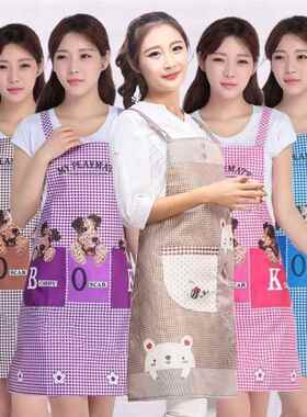 厨房围QLV裙女韩版家用防油做围裙裙可爱饭卡通上班背带围围腰工