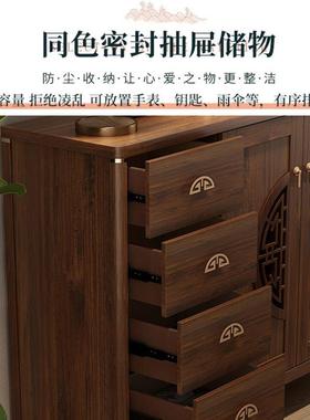 新中式餐边物柜实木色酒柜一体厨靠NZH68301墙复古风储柜房柜客厅