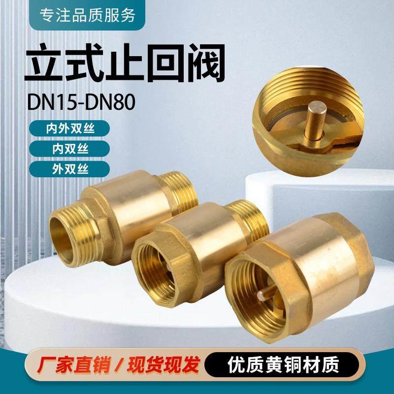 黄铜止回阀弹簧立式单向阀水管螺纹阀门4分6分平装水阀止逆阀锻造