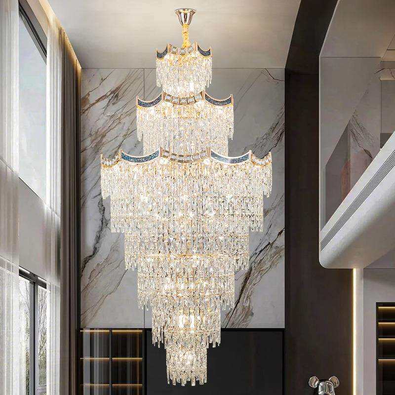 复式楼大吊灯2026新款挑空客厅吊灯轻奢水晶别墅楼中楼中空楼梯灯