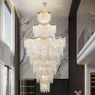 复式楼大吊灯2026新款挑空客厅吊灯轻奢水晶别墅楼中楼中空楼梯灯
