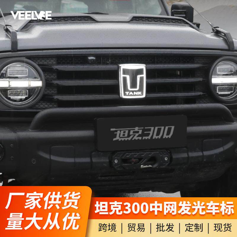 坦克300发光车标带灯中网标灯LED流光装饰灯外饰改装配件车载用品