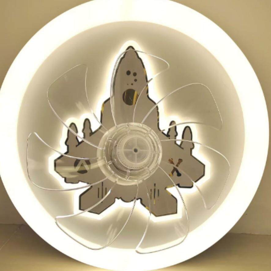 儿童风扇灯温馨创意飞机男孩女孩房间吸顶灯摇头静音风扇卧室灯