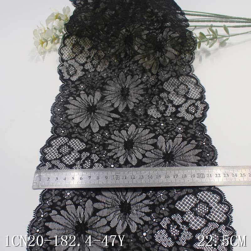 唐隆多色双边小波浪烫金印花弹力花边 服装窗帘22cm蕾丝花边辅料