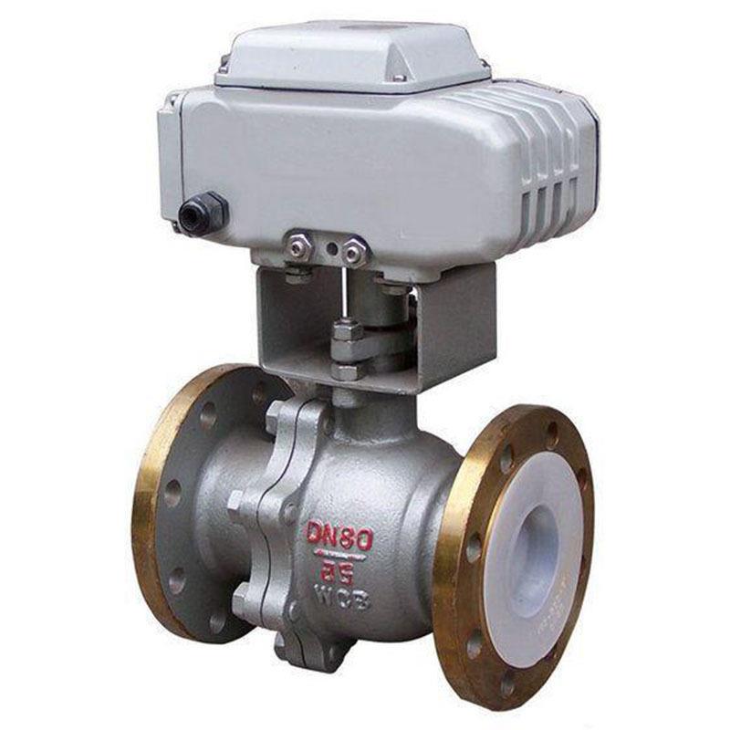 电动全衬氟法兰球阀Q941F46-25C-DN80电动铸钢衬氟塑料软密封球阀