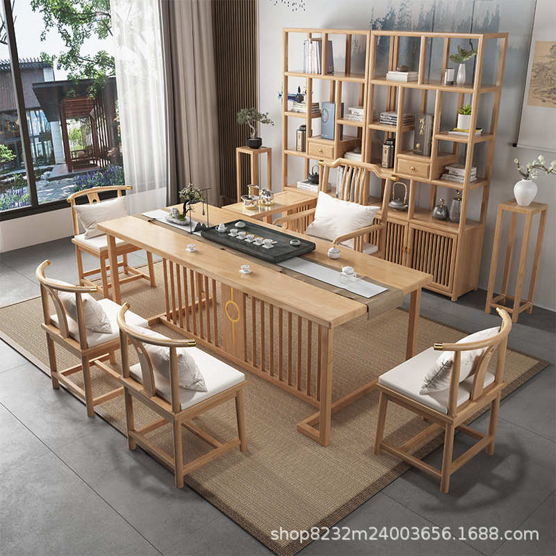 现代台台茶桌简约泡茶办公家用茶组合新中式原木椅几茶实木禅意