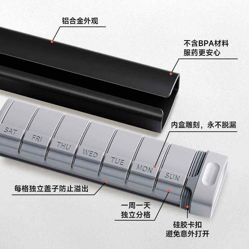 爆款便捷药无盒分装食品级PP材分格药盒7格密器质封潮药防片收纳