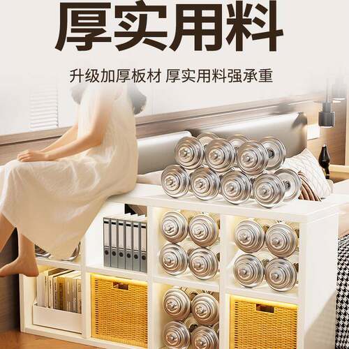 家用钢制书柜自由组合格子柜一体靠墙落地多层书架儿童铁艺置物架