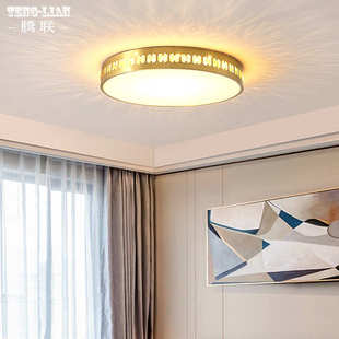 美式 全铜水晶卧室房间吸顶灯轻奢简约书房过道餐厅楼梯吸顶灯具